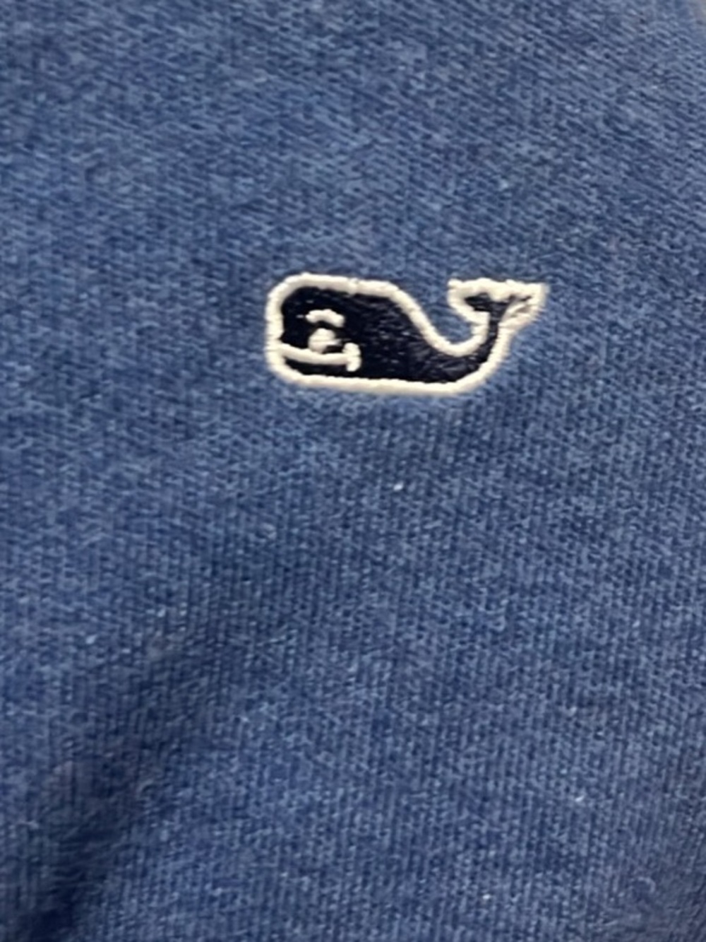 Vineyard Vines Navy Quarter-Zip with Red Contrast Collar - Picture 3 of 5